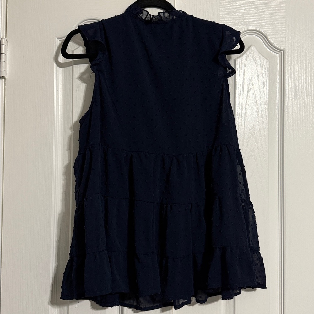 Navy Ruffle Blouse - Picture 4 of 8